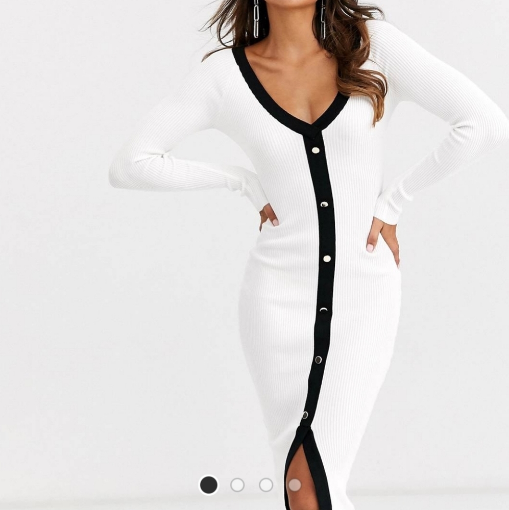 Missguided knitted button through midi dress